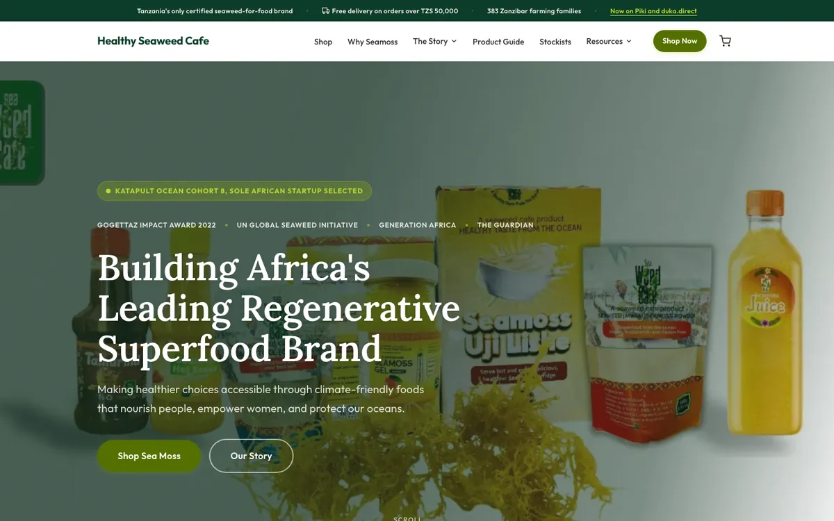 Screenshot of Brand and website